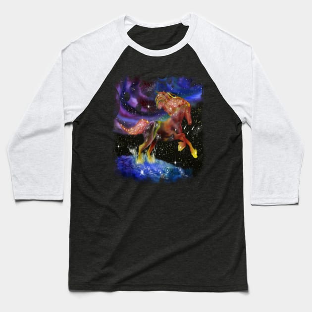 Space galaxy fire horse fantasy horse in space Baseball T-Shirt by starchildsdesigns